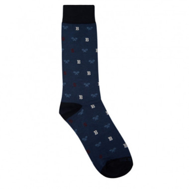 129597 Calcetines SILBON Hombre Motivos Letras Azul