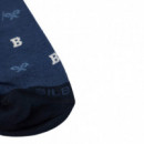 129597 Calcetines SILBON Hombre Motivos Letras Azul