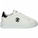 Talon Negro+logo Metal Piel Blanco  ROBERTO CAVALLI