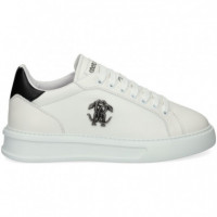 Talon Negro+logo Metal Piel Blanco  ROBERTO CAVALLI