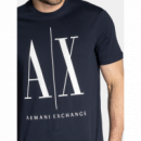 Camiseta ARMANI EXCHANGE Negra Logo A|x Blanco