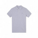 129690 Polos SILBON Hombre Clasico Liso Gris Claro