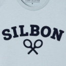 129925 Camisetas SILBON Hombre Logo Raqueta Media Celeste