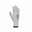 Guantes Poliester Blanco sin Costura Recubierto Nitrilo Gris