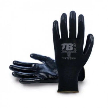 Guantes Poliester Negro sin Cosntura Recubierto Nitrilo Negro Talla 10