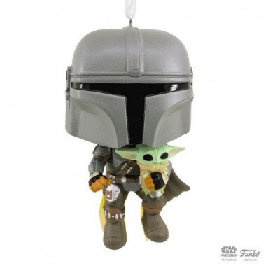 Adorno Funko Pop Mandalorian con Grogu Star Wars 8 Cm  HALLMARK