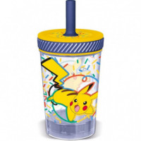 Vaso Antivuelco con Pajita Pikachu Pokémon 370ML  STOR