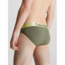 Bañador Slip Calvin Klein verde contraste cinturilla