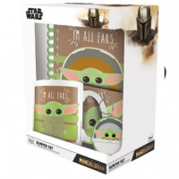 Taza Desayuno Star Wars The Mandalorian I´m All Ears + Cuaderno + Posavasos + Llavero