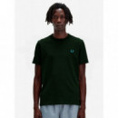 Camisetas Hombre Camiseta Fred Perry Ringer M3519 Verde Noche