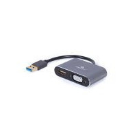 GEMBIRD Adaptador USB 3.0 a VGA y HDMI  Gris Espacial