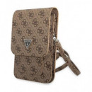 GUESS Bandolera para Movil con 4 Ranuras para Tarjetas Marron con Logo Triangle GUWBP4TMBR