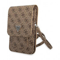 GUESS Bandolera para Movil con 4 Ranuras para Tarjetas Marron con Logo Triangle GUWBP4TMBR