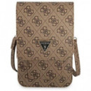 GUESS Bandolera para Movil con 4 Ranuras para Tarjetas Marron con Logo Triangle GUWBP4TMBR