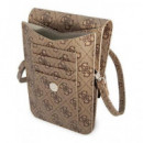 GUESS Bandolera para Movil con 4 Ranuras para Tarjetas Marron con Logo Triangle GUWBP4TMBR