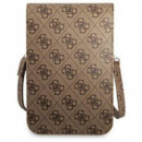 GUESS Bandolera para Movil con 4 Ranuras para Tarjetas Marron con Logo Triangle GUWBP4TMBR