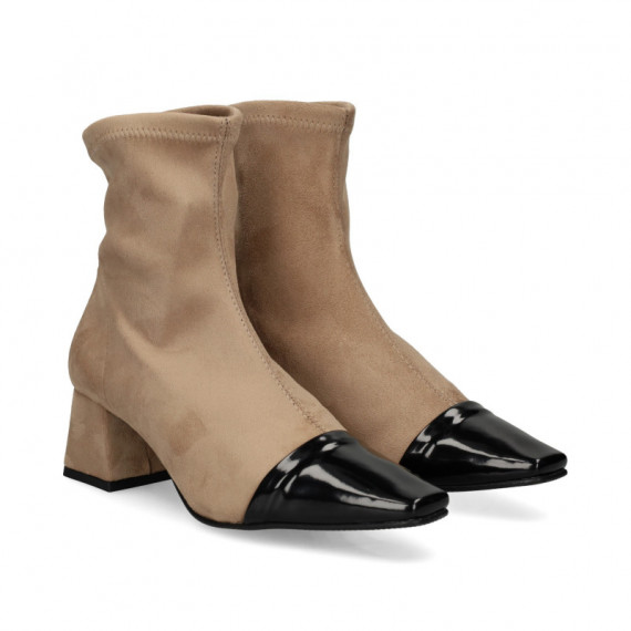 Botin Puntera Cahrol+ante Negro+beige  MISS ELASTIC