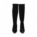 Bota Puntera Charol+ante Negro  MISS ELASTIC