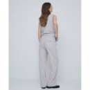 Pantalones Mujer Pantalones YERSE Anchos en Piqué Aroa Beige