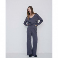 Pantalones Mujer Pantalones YERSE Flare Punto Vera Antracita