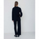 Pantalones Mujer Pantalones YERSE Punto Lavander Negro