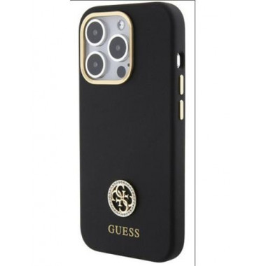 GUESS Funda Tpu Silicona Iphone 15 Pro Negro con Logo Brillante