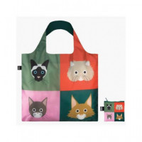 LOQI Sc.ca.r Bolsa Plegable Forma Stephen Cheetam Gatos 50X42CMS/ hasta 20KG de Carga