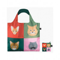 LOQI Sc.ca.r Bolsa Plegable Forma Stephen Cheetam Gatos 50X42CMS/ hasta 20KG de Carga