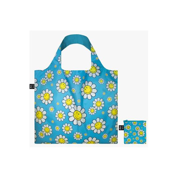 LOQI Sm.fa Bolsa Plegable Reutilizable Flowers Azul