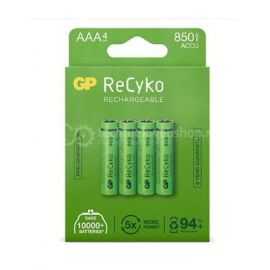 GP Pack de 4 Pilas AAA Recargables 850mAh Recyko