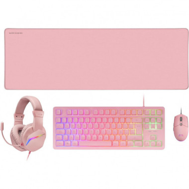 Pack MARS GAMING Teclado + Ratón + Auriculares + Alfombrilla Xxl Rosa