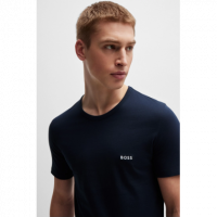 Camiseta Boss Básica Logo Bordado Azul Marina  HUGO