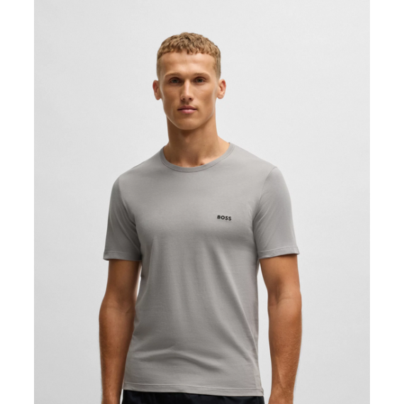 Camiseta Boss Básica Gris Logo Bordado  HUGO