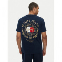 Tjm Reg Prep Explr Luxe Tee Ext Dark Nig  TOMMY JEANS