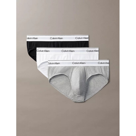 Hip Brief 3PK Grey Heather, White, Black  CALVIN KLEIN