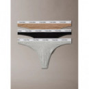 Thong 3PK Black/ Grey Heather / Café Fun  CALVIN KLEIN