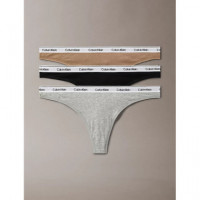 Thong 3PK Black/ Grey Heather / Café Fun  CALVIN KLEIN