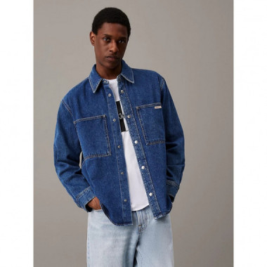 REGULAR LINEAR DENIM SHIRT DENIM MEDIUM