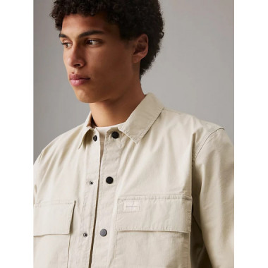 Cargo Cotton Ripstop Overshirt Pelican  CALVIN KLEIN