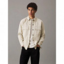 Cargo Cotton Ripstop Overshirt Pelican  CALVIN KLEIN