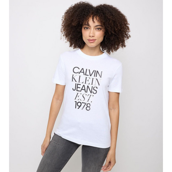 Mixed Logo Regular Tee Bright White  CALVIN KLEIN