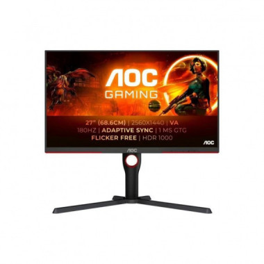 Monitor Gaming AOC 27" 180HZ 2K QHD Ergonomico HDMI Displayport Black