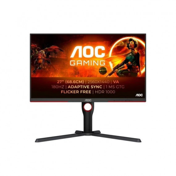 Monitor Gaming AOC 27" 180HZ 2K QHD Ergonomico HDMI Displayport Black