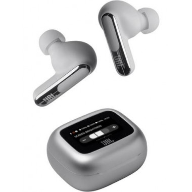 JBL Auricular Bluetooth Con Pantalla y Cancelacion De Ruido LIVE BEAM 3 Plata