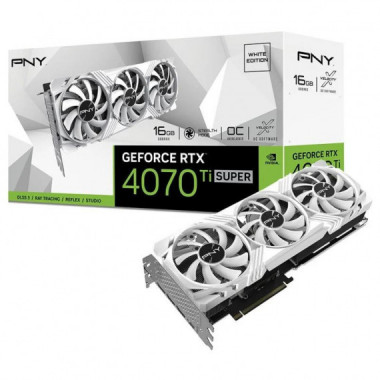 Tarjeta de Video Nvidia PNY RTX4070TI Super 16GB Gaming Oc White Edition