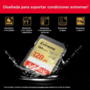 Tarjeta de Memoria SDXC Sandisk Extreme 128GB V30, hasta 180 MB/s