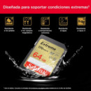 Tarjeta de Memoria SDXC Sandisk Extreme 64GB V30, hasta 170 MB/s