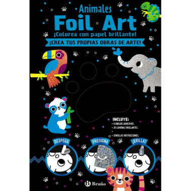 Foil Art. Colorea con papel brillante. Animales