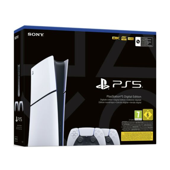 Sony- Consola Playstation 5 Slim - PS5 Edicion Digital ( sin Lector de Disco ) + 2 Mandos Dualsense  SONY PS5