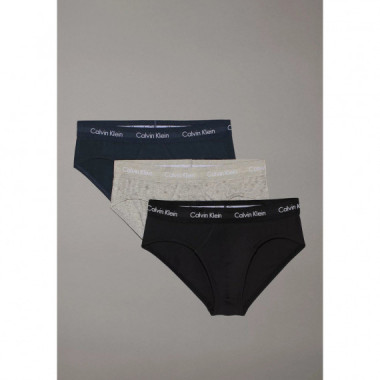 Hip Brief 3PK Blk, Diamond Logo_gr Heath  CALVIN KLEIN